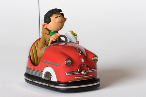 Figurine résine Gaston Lagaffe - L'auto tamponneuse (Fariboles)