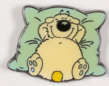Pin's Cubitus sur son oreiller bleu