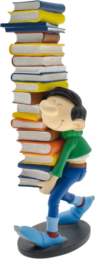 Figurine résine Gaston Lagaffe - Gaston porte une pile de livres (Collectoys)