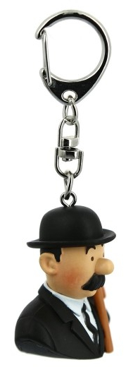 Figurine porte-clé PVC Tintin - Buste Dupont (canne à droite)