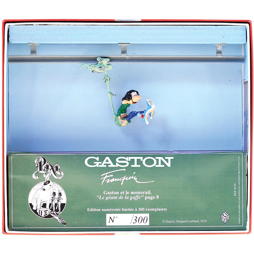 Figurine métal Gaston - Les inventions - Le monorail de couloir (avec décor) (Pixi)