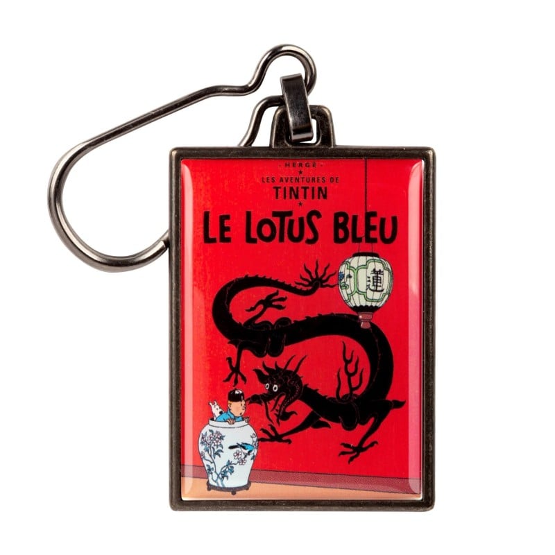 Figurine porte-clé métal Tintin - Couverture T05 Le Lotus Bleu couleurs