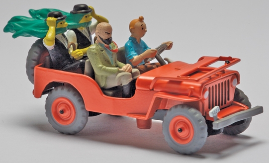 Voiture Tintin 1/43è #044 - Jeep Willys MB rouge "Au pays de l'Or Noir" (1950)