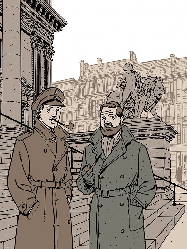 Sérigraphie Blake & Mortimer devant La Bourse de Bruxelles (Juillard)