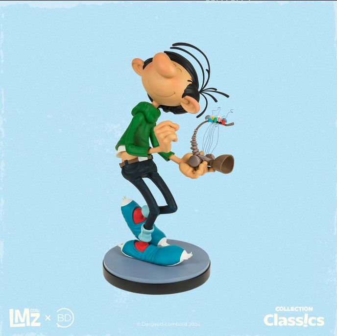 Figurine résine Gaston et son petit Gaffophone - Des gaffes et des dégats