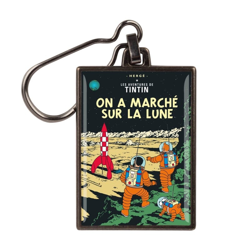 Figurine porte-clé métal Tintin - Couverture T17 On a marché sur la lune