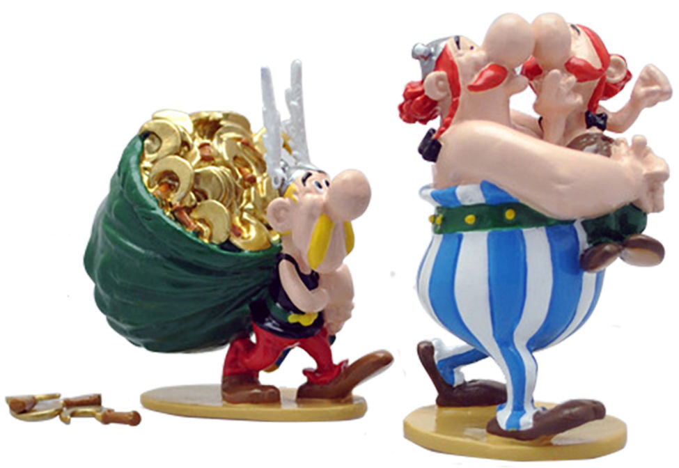 Figurine métal Astérix - Obélix et la vache (Pixi)