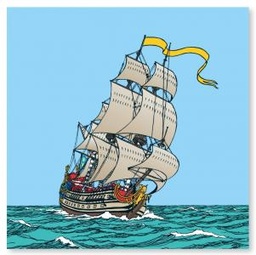 Toile Hergé Les aventures de Tintin T11 - Le secret de La Licorne - La Licorne (77x77) 550ex