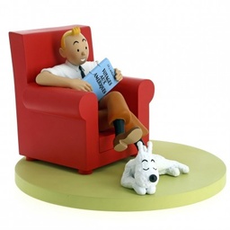 Figurine résine Tintin - Les icônes - Tintin dans  fauteuil rouge
