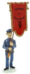Figurine métal Tintin - Carte de voeux 1972 - Porte drapeau fanfare de Moulinsart