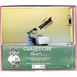 Figurine métal Gaston - Les inventions - La machine à écrire lance fléchettes (avec décor) (Pixi)