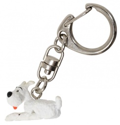 Figurine porte-clé PVC Tintin - Milou couché (3 cm)
