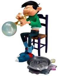 Figurine résine Gaston - Les inventions : La trompette à savon (Collectoys)