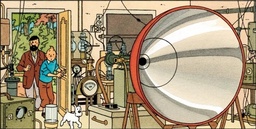 Poster Hergé Case - Les aventures de Tintin T18 - L'affaire Tournesol - Le laboratoire du Professeur (50x26,50)