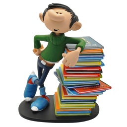 Figurine résine Gaston - Gaston s'appuie sur une pile de livres (Collectoys)